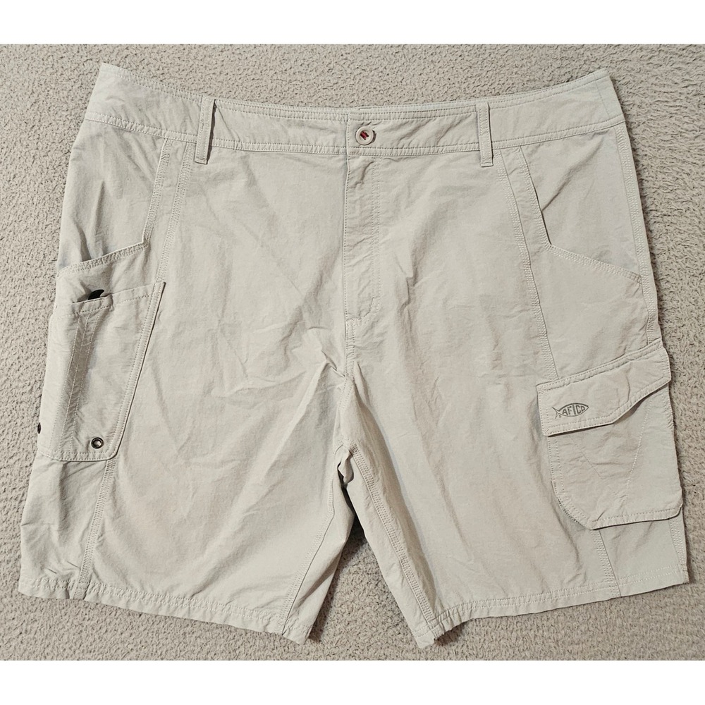 AFTCO Boardshorts Men's 42 x‎ 10 Gray Fishing Pockets Stretch Outdoor Nylon Pool